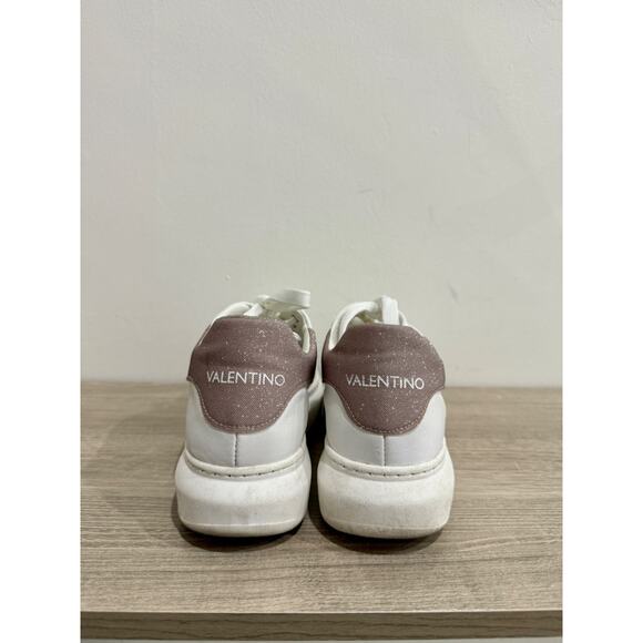 Valentino by Mario Valentino Fresia Leather Platform Sneaker White Rose Size 8.5 - Picture 5 of 7